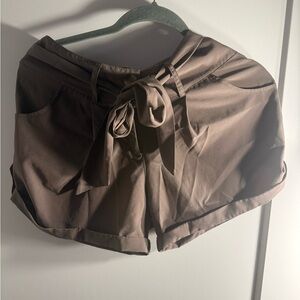 Bar III High Waist Brown Tie-Front Shorts